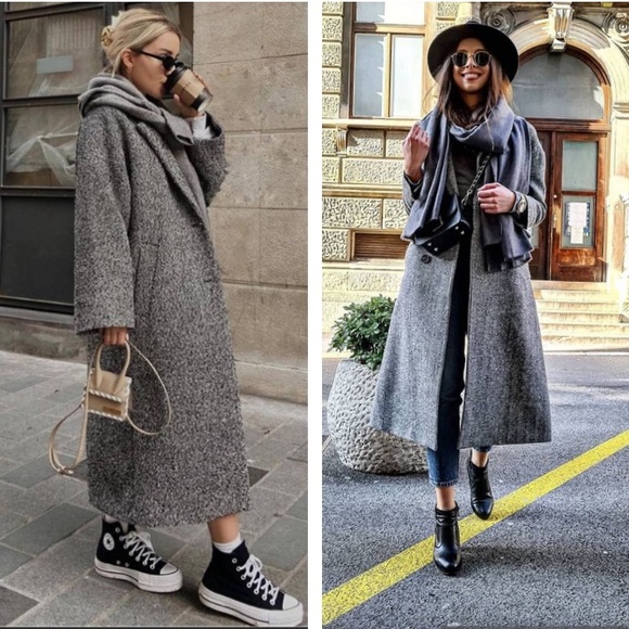 MANGO boucle oversized long coat salt‘n‘pepper pattern - Picture 3 of 13